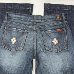 7 For All Mankind Dojo Flare Leg Trouser Jeans Dark Wash Diamond 30 x 32.5